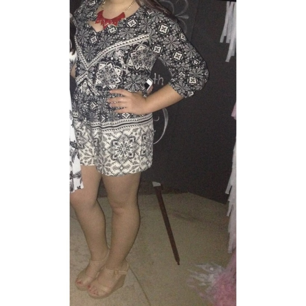 Tie Waist Printed Charlotte Russe Romper